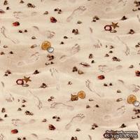 Ткань 100% хлопок - Следы и ракушки на песке, 45х55 см