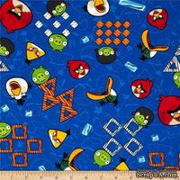 Ткань 100% хлопок - Angry Birds на синем, 45х55 см