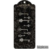 ЦЕНА СНИЖЕНА! Декоративные ключи Graphic 45 - Staples - Ornate Metal Keys, 8 шт