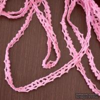 Кружево х/б, вязаное, цвет розовый, ширина 1 см, длина 90 см