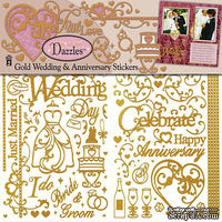 Набор наклеек-высечек HOTP - Wedding Scrap Dazzle Gld, 3 листа, размер 15,2х23 см, 138 шт., цвет золото.