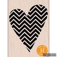 Резиновый штамп Hero Arts - Patterned Heart, на деревянном блоке