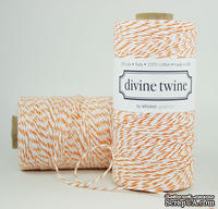 Хлопковый шнур от Divine Twine - Orange, 1 мм, цвет оранжевый/белый, 1м