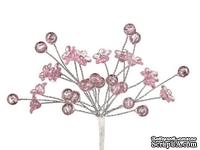 Мини-веточки с акриловыми цветочками от Scrapberry's РОЗОВЫЕ  6 шт