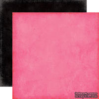 Лист скрапбумаги от Echo Park - Dk. Pink/Black Paper - двусторонняя, 30х30 см