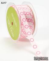 Лента GROSGRAIN / CIRCLES,  ширина 9,5мм, цвет PINK/FUCHSIA/WHITE, 90см