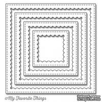 Лезвие My Favorite Things - Die-namics Stitched Square Scallop Frames, 4 шт. - ScrapUA.com