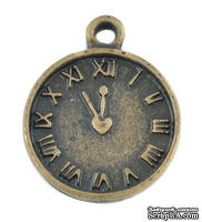 Металлическое украшение "Часы", античная бронза, размер 16х13 мм, 1 шт