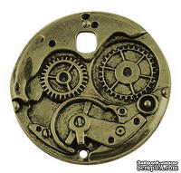 Металлическое украшение "Часовой механизм", античная бронза, размер 38х38 мм, 1 шт