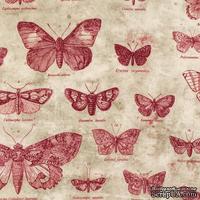 Ткань 100% хлопок - Tim Holtz Eclectic - Butterflies-Red, 45х55 см