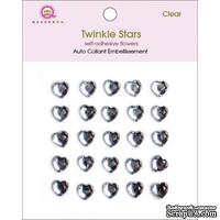 Половинки кристаллов на клеевой основе Queen & Co - Twinkle Self-Adhesive Embellishments Hearts/Clear