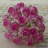 Дикая роза, цвет глубокий розовый с белым, 3 см., 1 шт