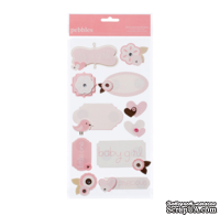Наклейки от American Crafts - Pebbles Stickers - New Addition Girl - Dimensional Phrases & Icons