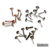 Набор металлических украшений (брадсов) от TimHoltz - Long Fasteners - Antique Nickel, Brass &amp; Copper, 99шт. - ScrapUA.com