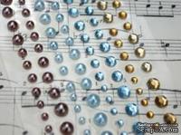 Половинки жемчужин и кристаллов от ScrapBerry's "Голубой и коричневый", 120 шт