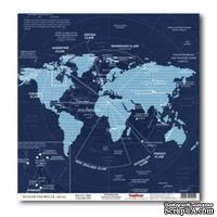 Лист бумаги для скрапбукинга  от ScrapBerry's - Версаль - Карта мира