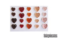 Клеевые сердечки от ScrapBerry's, 20 шт., 8 и 10 мм, яркие