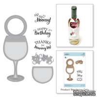 Ножи для вырубки + штампы от Spellbinders - Wine Glass Bottle Tag Stamp and Die Set - ScrapUA.com