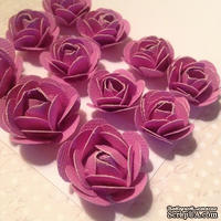 Набор бумажных роз, нежный лиловый,11шт., 2.8-1.8см