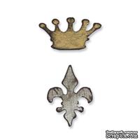 Нож для вырубки на магнитной основе от Sizzix - Movers & Shapers Magnetic Die Set 2PK - Mini Crown & Fleur Set - Корона и Лилия