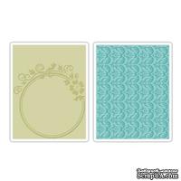 Набор папок для тиснения от Sizzix - Textured Impressions Embossing Folders 2PK - Circle Frame & Rosemary Set