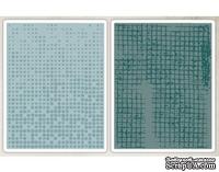 Папки для тиснения от Sizzix - Tim Holtz Alterations - Texture Fades Embossing Folders - Dot-Matrix Gridlock Set