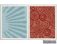 Папки для тиснения от Sizzix - Tim Holtz Alterations - Texture Fades Embossing Folders - Rays Retro Circles Set
