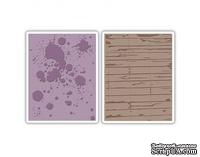 Папки для тиснения от Sizzix - Tim Holtz Alterations - Texture Fades Embossing Folders 2 Pack - Ink Splats & Wood Planks Set