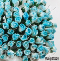 Буточники розы, цвет голубой с белым, диаметр - 4мм, 10 шт.