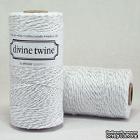 Хлопковый шнур от Divine Twine - Silver  Metallic, 1 мм, цвет серебряный/белый, 1м