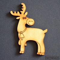 Деревянная фигурка WOOD-104 - Олень большой с колокольчиком, 1 штука