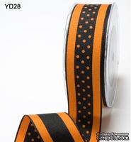 Лента от May Arts - ORANGE/BLACK,  3,8 см, цвет оранжевый/черный, длина 90 см