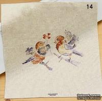 Картинки на льне - Птички с сердечками, арт.0150, 20х20 см