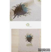 Картинки на льне - Поющие птицы в гнезде, арт.0146, 20х20 см