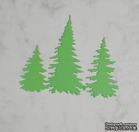 Высечки от Gallery Tools - Три елочки светло-зеленые, 2,9; 4,5; 6,6 см