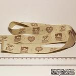 Лента от Thailand - Lovely Heart Print Linen Ribbon Label String, 1 метр - ScrapUA.com
