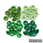 Люверси - WeRM - Aluminum Green, 60 штук, 4 зелених кольори - ScrapUA.com