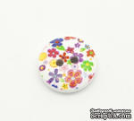 Деревянная пуговица Multicolor Flower B17609, диаметр 15 мм, 1 шт. - ScrapUA.com