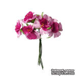 Тканевые цветы, цвет фуксия, диаметр 4 см, 6 шт. - ScrapUA.com