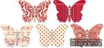 Бабочки из плотного кардстока с рисунком Jenni Bowlin Embellished Butterflies - Red, 5 штук, цвет красный - ScrapUA.com