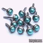 Набор брадсов Eyelet Outlet - Pearl Brads Turquoise/Silver), цвет бирюзовый, 5 мм, 10 штук - ScrapUA.com