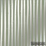 Лист односторонней бумаги с фольгированием Silver Stripes Olive 30,5х30,5 см, ТМ Фабрика Декора - ScrapUA.com