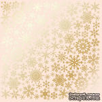 Лист односторонней бумаги с фольгированием Golden Snowflakes Beige, ТМ Fabrika Decoru - ScrapUA.com