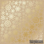 Лист односторонней бумаги с фольгированием Golden Snowflakes Kraft, ТМ Fabrika Decoru - ScrapUA.com