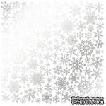 Лист односторонней бумаги с фольгированием Silver Snowflakes White, ТМ Fabrika Decoru - ScrapUA.com