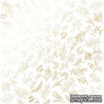 Аркуш одностороннього паперу з фольгуванням, дизайн Golden Branches White, 30,5см х 30,5см, ТМ Фабрика Декору - ScrapUA.com