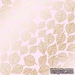 Лист односторонней бумаги с фольгированием Golden Delicate Leaves Light pink, ТМ Фабрика Декора - ScrapUA.com