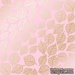 Лист односторонней бумаги с фольгированием Golden Delicate Leaves Pink, ТМ Фабрика Декора - ScrapUA.com