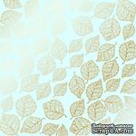 Лист односторонней бумаги с фольгированием Golden Delicate Leaves Mint, ТМ Фабрика Декора - ScrapUA.com