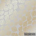 Лист односторонней бумаги с фольгированием Golden Delicate Leaves Gray, ТМ Фабрика Декора - ScrapUA.com